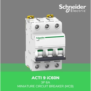 MCB Miniature Circuit Breaker Schneider Electric Acti 9 iC60N 3P 6A