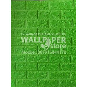 Wallpaper Dinding Brick Foam 3D Bata Hijau