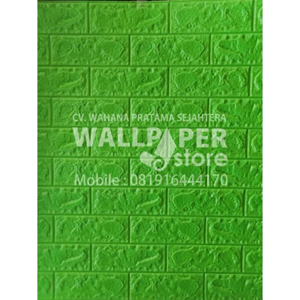Dari Wallpaper Dinding Brick Foam 3D Bata Hijau 0