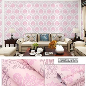 Wallpaper Sticker Dinding 45Cm X 10M Motif Batik Silver Pink