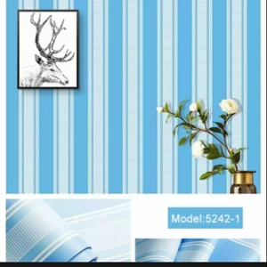 Wallpaper Sticker Wall With Blue And White Stripes 45Cm X 10M