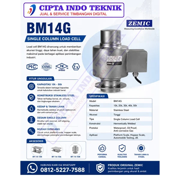 Load cell Jembatan Timbang 30 - 50 Ton Zemic BM 14G / Service + Tera + Spare Part 