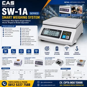 TIMBANGAN DIGITAL MEJA  SW - 1 A MERK CAS 15 Kg x 0.5 GRAM 