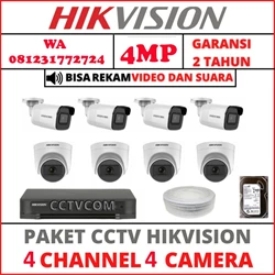  Jasa Pemasangan Alarm & CCTV  PAKET  4 CHANEL 4 CAMERA HIKVISION + JASA PASANG By Karunia Multi Expertindo