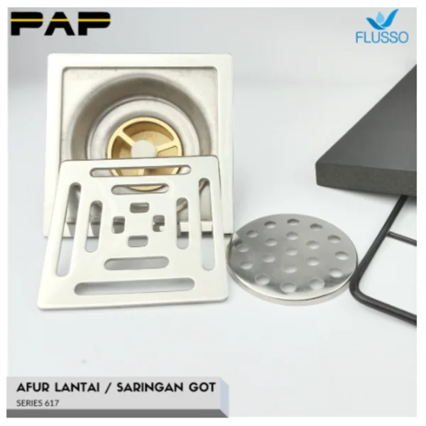 Lubang Air Drainase Flusso Saringan Got Stainless afur lantai S 617