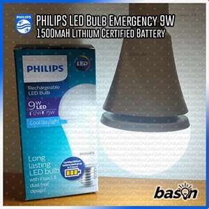Lampu Bohlam Led Rechargeable Philips 9W - Battery Back Up