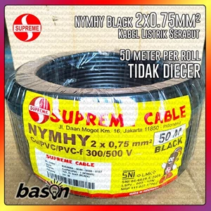Kabel Nymhy Supreme Black Ukuran 2X0.75 Mm