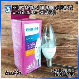 Led Candle Philips 5.5W E14 Warm White 220V B35 Clear - 250Lumen
