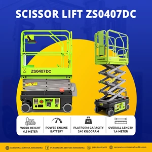 Zoomlion Scissor Lift Tinggi 6.5 Meter Platform Kapasitas 240 Kilogram