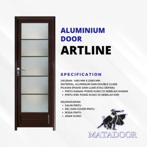 Pintu Aluminium MATADOOR dengan Kaca 70x200cm