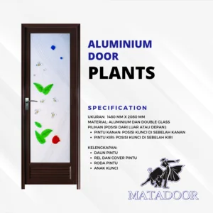 Pintu Aluminium MATADOOR dengan Kaca 70x200cm