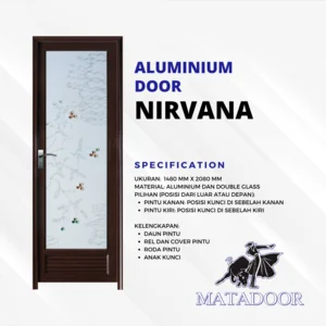 Pintu Aluminium MATADOOR dengan Kaca 70x200cm