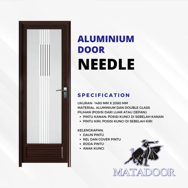 Pintu Aluminium MATADOOR dengan Kaca 70x200cm