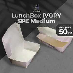 Paper Lunch Box White Paper M - Lunch Box Kertas Putih M - Food Grade Paper