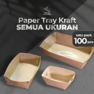 FOOD TRAY - PAPER KRAFT TRAY - OPEN TRAY - NAMPAN KERTAS ALL SIZE