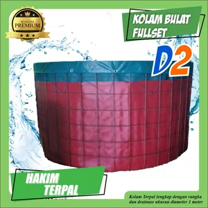 Kolam Bulat Terpal Diameter 2 Orchid Semikaret Fullset Lengkap Kolam Ikan Portable