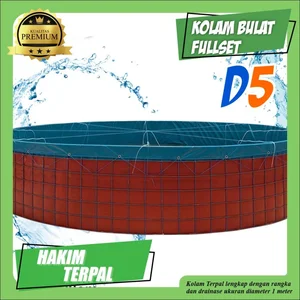 Kolam Bulat Terpal Diameter 5 Orchid Semikaret Fullset Lengkap Kolam Ikan Portable
