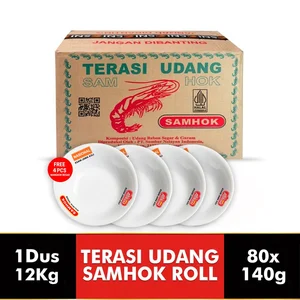 TERASI UDANG SAMHOK BESAR/BULAT/ROLL (1 DUS) - FREE 4 PCS MANGKOK KERAMIK