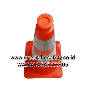TRAFFI CONE FULL ORANGE 75CM PEMBATAS JALAN MATHES BASE ORANGE