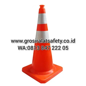 TRAFFI CONE FULL ORANGE 75CM PEMBATAS JALAN MATHES BASE ORANGE