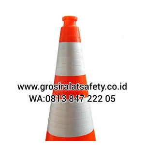 TRAFFI CONE FULL ORANGE 75CM PEMBATAS JALAN MATHES BASE ORANGE