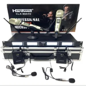 Mic Wireless HardWell CLX 9004U 4 Channel 2 Handle 2 Clip