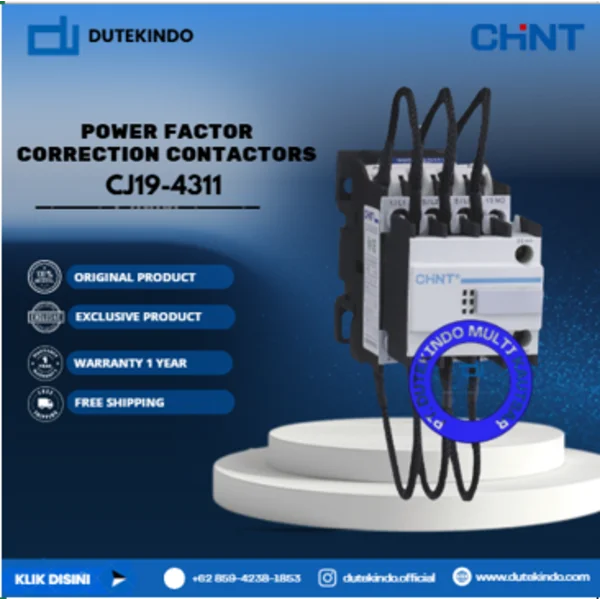 CHINT Power Factor Correction Contactors 3 Main + 1 NO + 1 NC Aux CJ19-4311 Contactor Coil