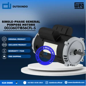 WEG Single-Phase General Purpose Motors ODP - C-Face - Footless 00336OT1B56CFL-S HP 3 KW 2.2 RPM 3600 FRAME 56C Motor Listrik
