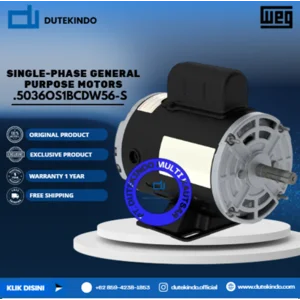 WEG Single-Phase General Purpose Motors ODP - Foot Mount - Thermally Protected .5036OS1BCDW56-S HP 0.50 KW 0.37 RPM 3600 FRAME W56 Motor Listrik