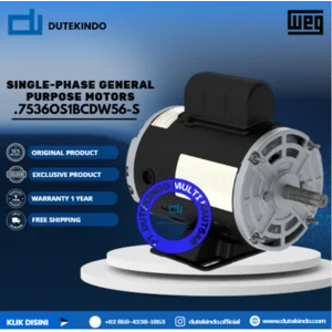 WEG Single-Phase General Purpose Motors ODP - Foot Mount - Thermally Protected .7536OS1BCDW56-S HP 0.75 KW 0.55 RPM 3600 FRAME W56 Motor Listrik