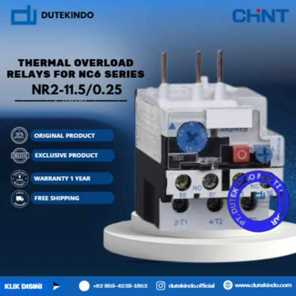 CHINT THERMAL OVERLOAD RELAYS FOR NC6 SERIES 0.16A - 0.25A NR2-11.5/0.25 Relay Listrik