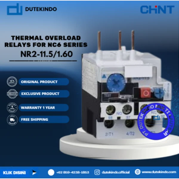 CHINT THERMAL OVERLOAD RELAYS FOR NC6 SERIES 1.00A - 1.60A NR2-11.5/1.60 Relay Listrik