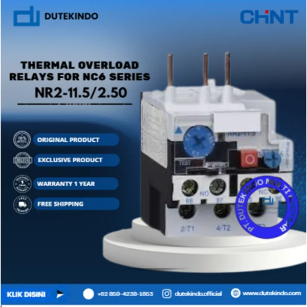 CHINT THERMAL OVERLOAD RELAYS FOR NC6 SERIES 1.60A - 2.50A NR2-11.5/2.50 Relay Listrik
