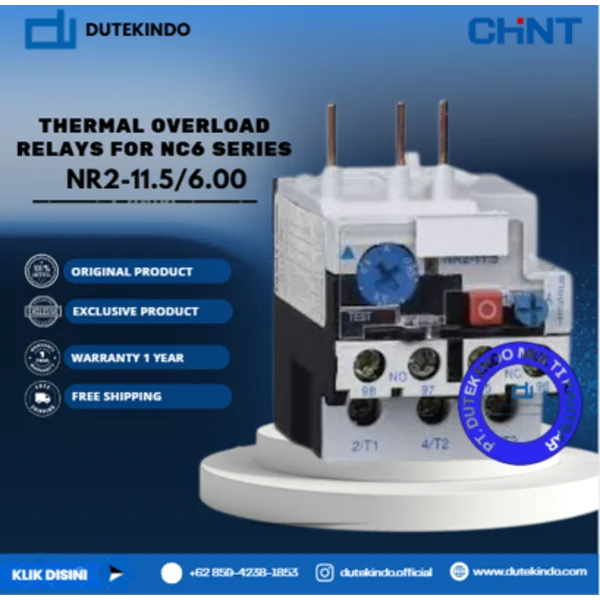 CHINT THERMAL OVERLOAD RELAYS FOR NC6 SERIES 4.00A - 6.00A NR2-11.5/6.00 Relay Listrik