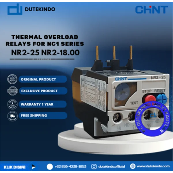 CHINT THERMAL OVERLOAD RELAYS FOR NC1 SERIES 12.00A - 18.00A NR2-25 NR2-18.00 Relay Listrik