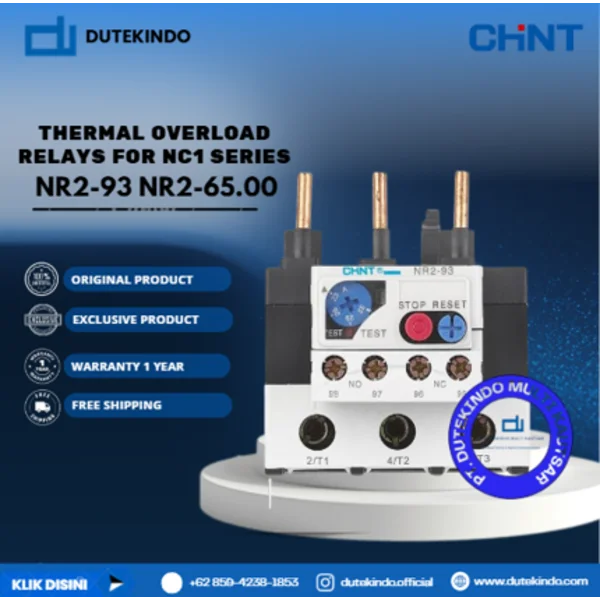 CHINT THERMAL OVERLOAD RELAYS FOR NC1 SERIES 48.00A - 65.00A NR2-93 NR2-65.00 Relay Listrik