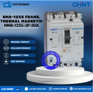 CHINT NM8-125S Frame Thermal Magnetic NM8-125S FRAME 3 POLE ADJUSTABLE MCCB. ICU=ICS 50KA 415V NM8-125S-3P-50A MCB / Miniature Circuit Breaker