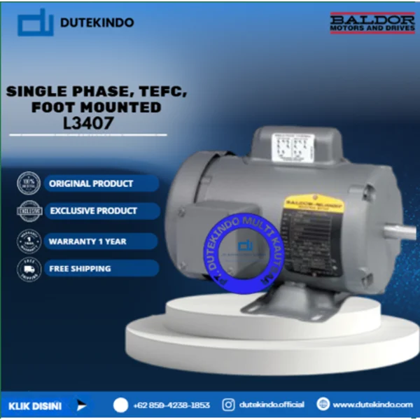 Baldor Single Phase TEFC Foot Mounted L3407 1/3 HP 1200 RPM 48 NEMA FRAME 115/230 VOLTAGE Foot Mounted Motor