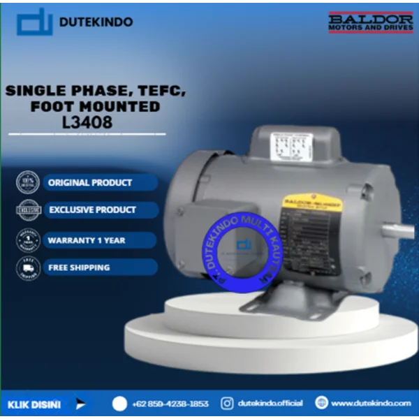 Baldor Single Phase TEFC Foot Mounted L3408 1/2 HP 3600 RPM 48 NEMA FRAME 115/230 VOLTAGE Foot Mounted Motor