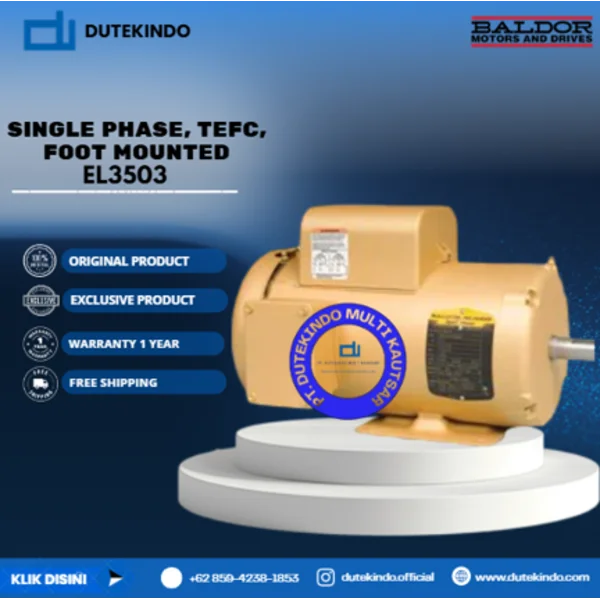 Baldor Single Phase TEFC Foot Mounted EL3503 1/2 HP 3600 RPM 56 NEMA FRAME 115/230 VOLTAGE Foot Mounted Motor