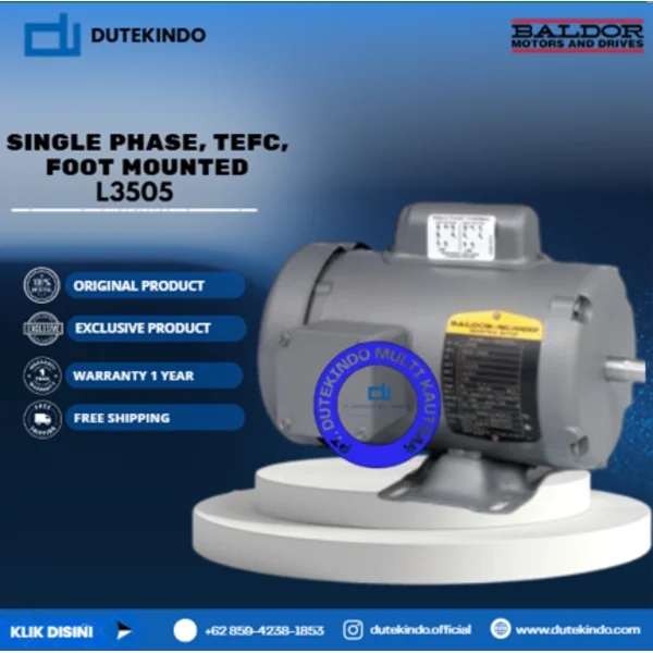 Baldor Single Phase TEFC Foot Mounted L3505 1/2 HP 1200 RPM 56/56H NEMA FRAME 115/230 VOLTAGE Foot Mounted Motor