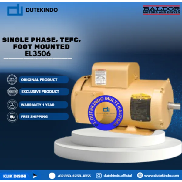 Baldor Single Phase TEFC Foot Mounted EL3506 3/4 HP 3600 RPM 56 NEMA FRAME 115/230 VOLTAGE Foot Mounted Motor