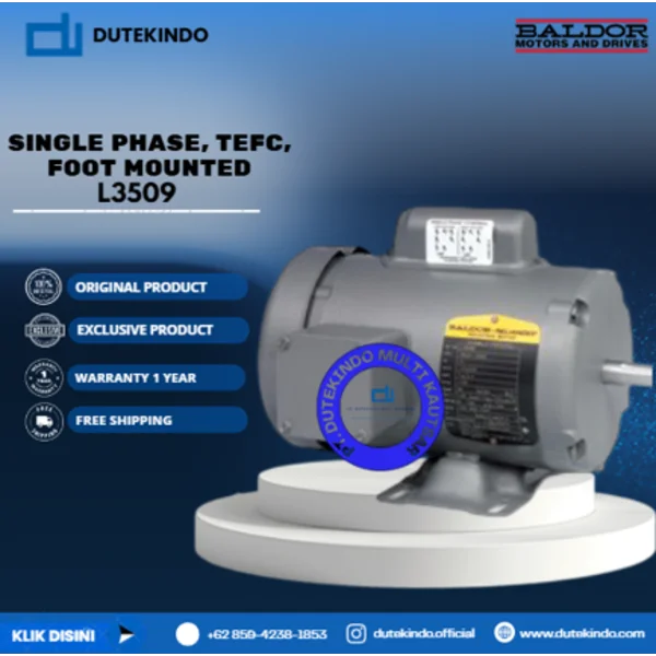 Baldor Single Phase TEFC Foot Mounted L3509 1 HP 3600 RPM 56/56H NEMA FRAME 115/230 VOLTAGE Foot Mounted Motor