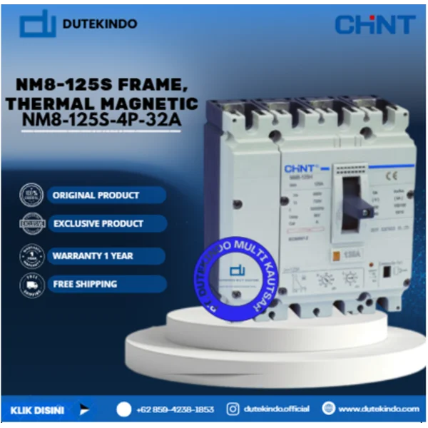 CHINT NM8-125S Frame Thermal Magnetic NM8-125S FRAME 4 POLE ADJUSTABLE MCCB. ICU=ICS 50KA 415V NM8-125S-4P-32A MCB / Miniature Circuit Breaker