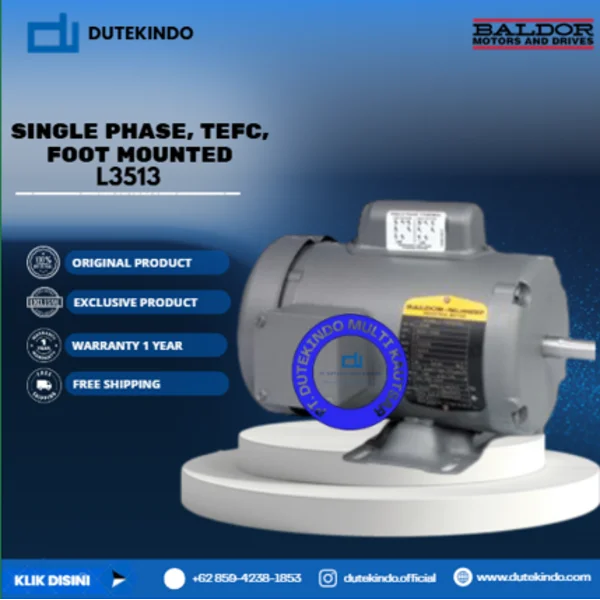 Baldor Single Phase TEFC Foot Mounted L3513 3/2 HP 3600 RPM 56/56H NEMA FRAME 115/230 VOLTAGE Foot Mounted Motor