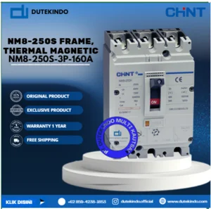 CHINT NM8-250S Frame Thermal Magnetic NM8-250S FRAME 3 POLE ADJUSTABLE MCCB. ICU=ICS 50KA 415V NM8-250S-3P-160A MCB / Miniature Circuit Breaker