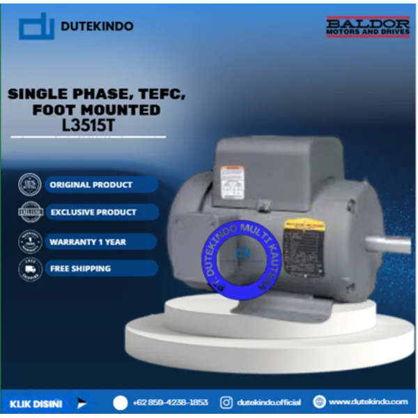 Baldor Single Phase TEFC Foot Mounted L3515T 2 HP 3600 RPM 145T NEMA FRAME 115/230 VOLTAGE Foot Mounted Motor