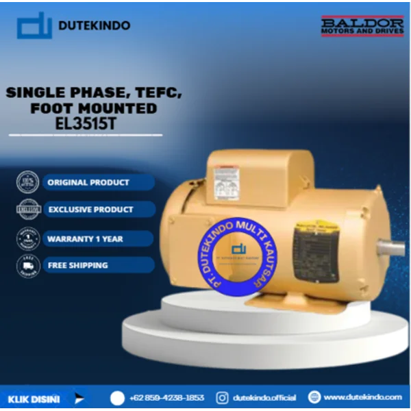 Baldor Single Phase TEFC Foot Mounted EL3515T 2 HP 3600 RPM 145T NEMA FRAME 115/208-230 VOLTAGE Foot Mounted Motor