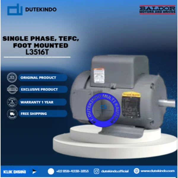 Baldor Single Phase TEFC Foot Mounted L3516T 2 HP 1800 RPM 145T NEMA FRAME 115/230 VOLTAGE Foot Mounted Motor