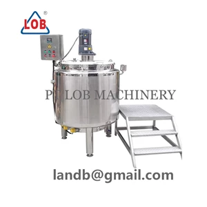 500L Stainless Steel Flat Lid Double Open Mixing Tank With Stainless Steel Platform
